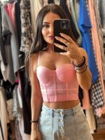 Ροζ Crop Μπούστο με Cups