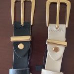 Δερμάτινη λεπτή ζώνη με Χρυσή Αγκράφα