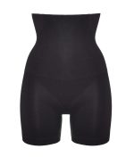 Μαύρο Ψηλόμεσο Συσφικτό Σορτς Plus Size