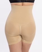 Μπεζ Ψηλόμεσο Συσφικτό Σορτς Plus Size - Image 3