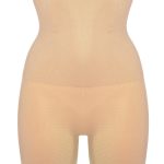 Μπεζ Ψηλόμεσο Συσφικτό Σορτς Plus Size