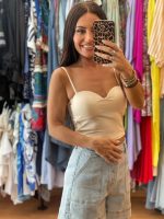 Μπεζ Ζέρσει Crop Top - Image 2