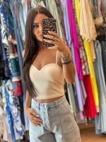 Μπεζ Ζέρσει Crop Top