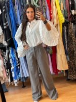 Elli White Γκρι Κλασικό Παντελόνι με Στρας - Image 6