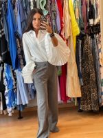 Elli White Γκρι Κλασικό Παντελόνι με Στρας - Image 4