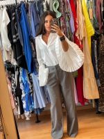 Elli White Γκρι Κλασικό Παντελόνι με Στρας