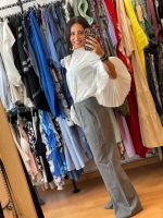 Elli White Γκρι Κλασικό Παντελόνι με Στρας - Image 2