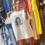 Λευκό Μακρύ T-Shirt με Στάμπα