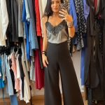 Ψηλόμεση Κάπρι Μαύρη Wide Leg Παντελόνα