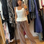 Ριγέ Σατέν Silk touch Παντελόνα