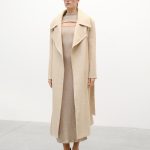 Lumina Εκρού Μάλλινο Παλτό με Ζώνη