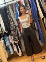 Ψηλόμεση Κάπρι Eco Leather Μαύρη Wide Leg Παντελόνα - Image 3