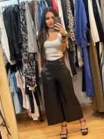 Ψηλόμεση Κάπρι Eco Leather Μαύρη Wide Leg Παντελόνα - Image 2