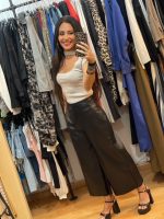 Ψηλόμεση Κάπρι Eco Leather Μαύρη Wide Leg Παντελόνα