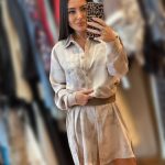 We Coss Silk Touch Μπεζ Πουκαμίσα