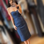 We Coss Τζιν Στράπλες Μίντι Φόρεμα