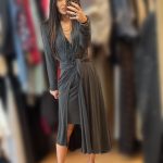 We Coss Ελαστικό Μαύρο Κρουαζέ Φόρεμα