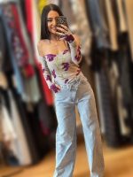 Ψηλόμεσο Τζιν Παντελόνι με Σταυρωτό Κούμπωμα