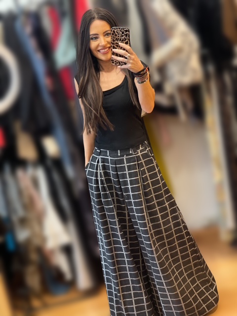 IMG_0400 Wendy Trendy Wide Leg Καρό Παντελόνα με Κουφόπιετα - Image 1