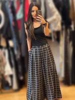 Wendy Trendy Wide Leg Καρό Παντελόνα με Κουφόπιετα - Image 4