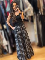 Wendy Trendy Wide Leg Καρό Παντελόνα με Κουφόπιετα - Image 3