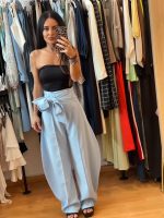 Mochy Ψηλόμεση Γαλάζια Παντελόνα με ενσωματωμένο διακοσμητικό φιόγκο ζώνη