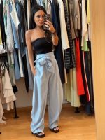 Mochy Ψηλόμεση Γαλάζια Παντελόνα με ενσωματωμένο διακοσμητικό φιόγκο ζώνη - Image 8