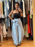 Mochy Ψηλόμεση Γαλάζια Παντελόνα με ενσωματωμένο διακοσμητικό φιόγκο ζώνη - Image 6