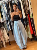 Mochy Ψηλόμεση Γαλάζια Παντελόνα με ενσωματωμένο διακοσμητικό φιόγκο ζώνη - Image 4