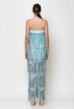 C Throu Sequin Στράπλες Μάξι Φόρεμα με Κρόσσια - Image 5