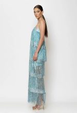 C Throu Sequin Στράπλες Μάξι Φόρεμα με Κρόσσια - Image 3