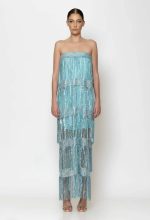 C Throu Sequin Στράπλες Μάξι Φόρεμα με Κρόσσια - Image 2