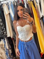 Σατέν Crop Top ελαστικό με ενσωματωμένα cups στο στήθος σε τρεις αποχρώσεις - Image 2