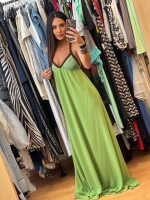 Gold Glow by C Throu Σιφόν Μάξι Εξώπλατο Πράσινο Φόρεμα Διπλής Ύφανσης - Image 5