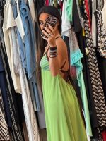 Gold Glow by C Throu Σιφόν Μάξι Εξώπλατο Πράσινο Φόρεμα Διπλής Ύφανσης - Image 6