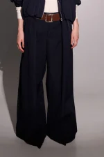 Lumina Dark Navy Blue Παντελόνι PALAZZO με Ζώνη