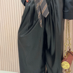Azaka Eco Leather Μαύρη Wide Leg Παντελόνα με πιέτες