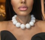 Λευκό Fayx Pearl Κολιέ με κούμπωμα από ανοξείδωτο ατσάλι