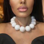 Λευκό Fayx Pearl Κολιέ με κούμπωμα από ανοξείδωτο ατσάλι