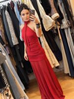 Lumina Κόκκινο Εξώπλατο Lurex Φόρεμα  - Image 2