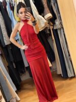 Lumina Κόκκινο Εξώπλατο Lurex Φόρεμα 