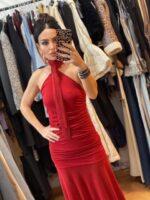 Lumina Κόκκινο Εξώπλατο Lurex Φόρεμα  - Image 3