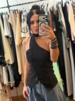 Μαύρο Πουκάμισο τύπου Γιλέκο με Δέσιμο στον Λαιμό - Image 3