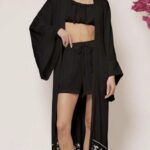 LSF Semedaki Μακρύ Σατέν Κιμονό με Λογότυπο