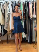 Denim Μίνι Στράπλες Κλος Φόρεμα - Image 3