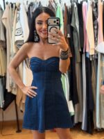 Denim Μίνι Στράπλες Κλος Φόρεμα - Image 4