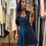 Denim Μίνι Στράπλες Κλος Φόρεμα