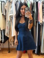 Denim Μίνι Στράπλες Κλος Φόρεμα