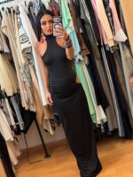 Μαύρο Ελαστικό maxi Jersey Cut-out Dress με Εσωτερικό Body - Image 8