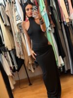 Μαύρο Ελαστικό maxi Jersey Cut-out Dress με Εσωτερικό Body - Image 3